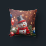 Coussin Christmas Snowman<br><div class="desc">Snowman décoré Noël</div>