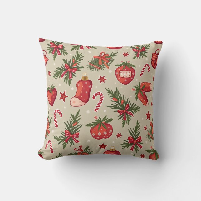 Coussin Christmas Strawberry Sock Pillow Cushion (Recto)