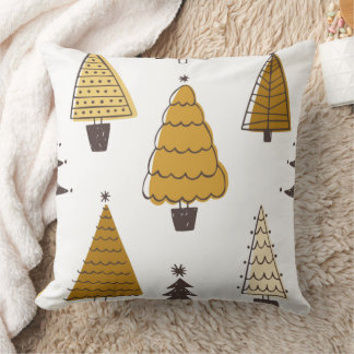 Coussin Christmas Tree Pattern – Neutral Holiday Pillow De