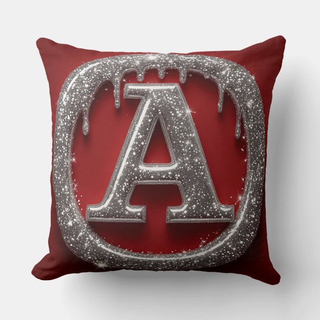 Coussin Chrome Drip Lettre A Monogramme Icône Paillettes (Recto)