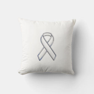 Coussin Chrome Style White Ribbon Awareness