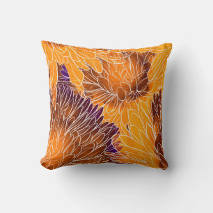 Coussin Chrysanthème japonais : Aquarelle incolore