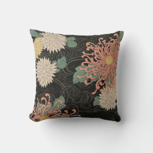 Coussin Chrysanthème japonais Vintage spectaculaire