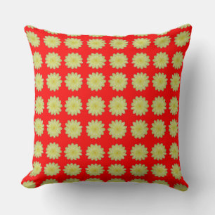 Coussin Chrysanthème jaune sur fond orange