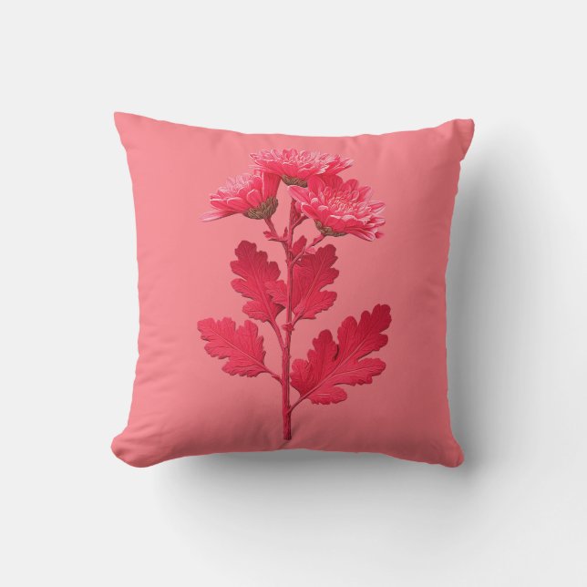 Coussin Chrysanthème rose  (Recto)