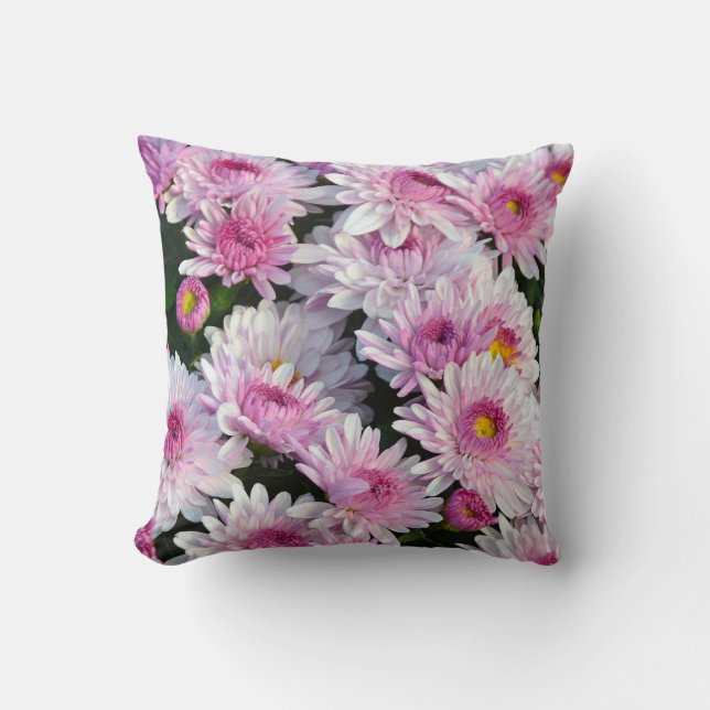 Coussin Chrysanthème rose fleurs jetez l'oreiller (Recto)