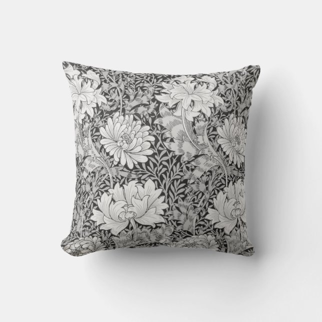 Coussin Chrysanthemum Grey, William Morris (Recto)