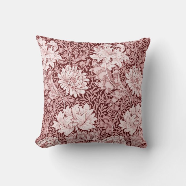 Coussin Chrysanthemum Maroon, William Morris (Recto)