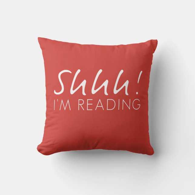 Coussin Chut Rouge Deux Tons ! Je lis l'oreiller à lancer (Recto)