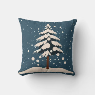 Coussin Chute de neige et arbre à pins