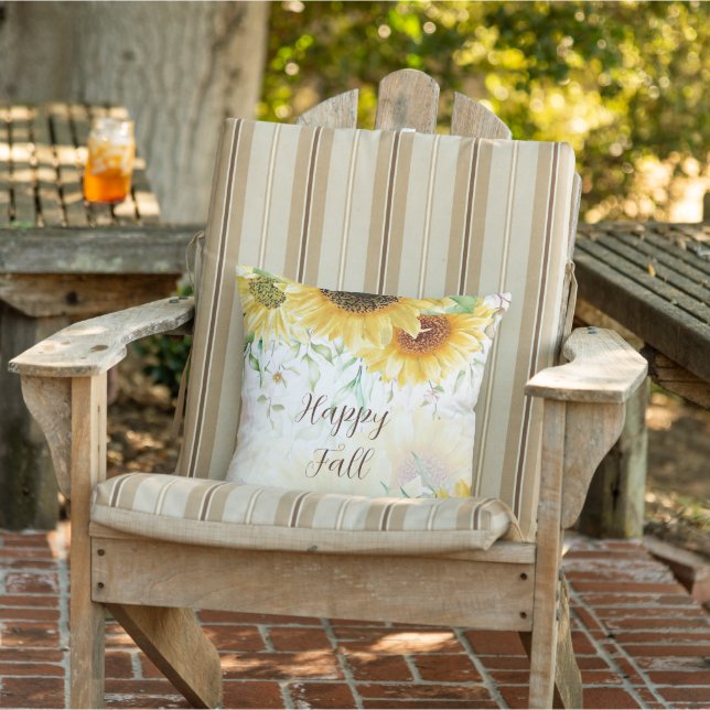 Coussin Chute de tournesol avec texte personnalisable feui (Chaise)