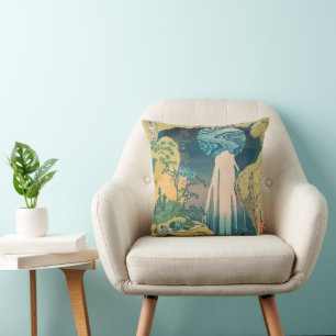 Coussin Chutes d'Amida d'Hokusai Japon Cascade