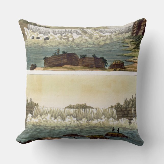Coussin Chutes du Niagara, 1818 (gravure de couleur) (Recto)