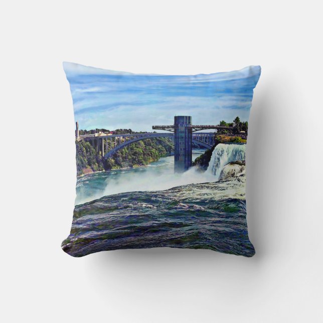Coussin Chutes du Niagara NY : Tour d'observation de point (Recto)