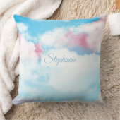 Coussin Ciel blanc mignon rose et nuages bleus (Couverture)