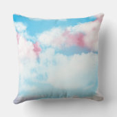 Coussin Ciel blanc mignon rose et nuages bleus (Verso)