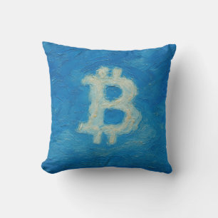Coussin Ciel bleu Bitcoin (Huile, Style : 2)