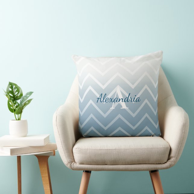 Coussin Ciel Bleu Chevron Blanc (Chaise)