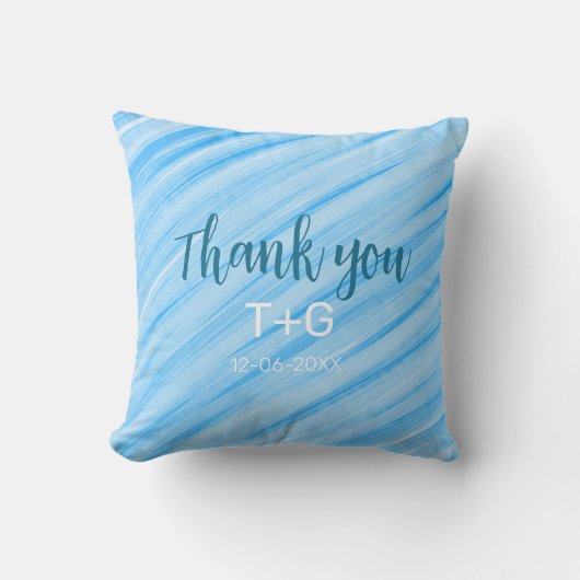 Coussin Ciel bleu merci ajouter nom du couple date année t (Recto)