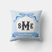 Coussin Ciel Bleu Monogramme à Ruban Grec Inversé (Verso)