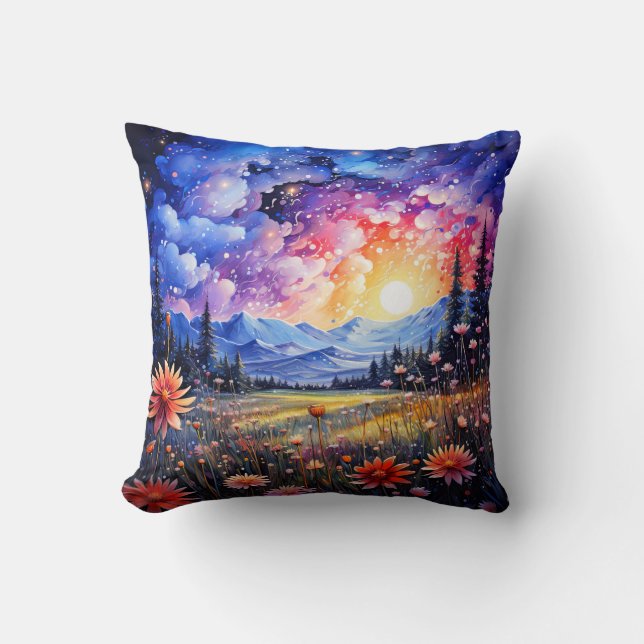 Coussin Ciel de nuit étoilé électrique au-dessus (Recto)