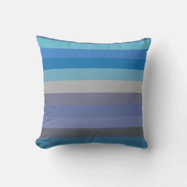 Coussin Ciel Doux à Rayures Ombré Bleu Cobalt (Recto)