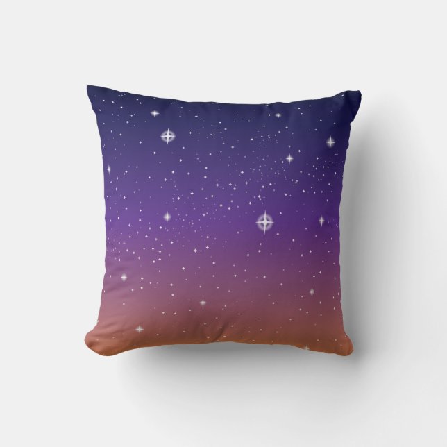 Coussin Ciel étoilé de coucher de soleil violet et or (Recto)