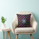 Coussin Ciel étoilé violet pourpre avec nom et monogramme (Chaise)