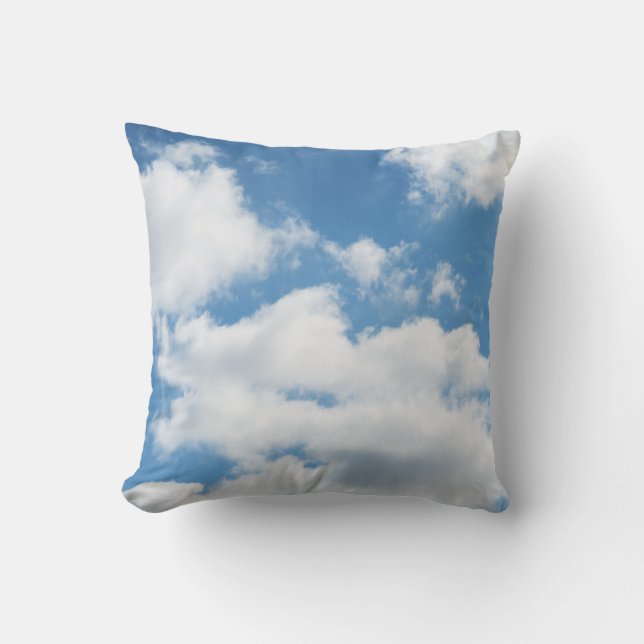 Coussin ciel, météo, nature, blanc, bleu, nuage, soleil (Recto)