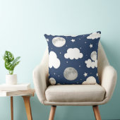 Coussin Ciel nocturne avec étoiles, lune et nuages (Chaise)
