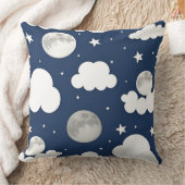 Coussin Ciel nocturne avec étoiles, lune et nuages (Couverture)