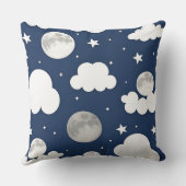 Coussin Ciel nocturne avec étoiles, lune et nuages (Verso)