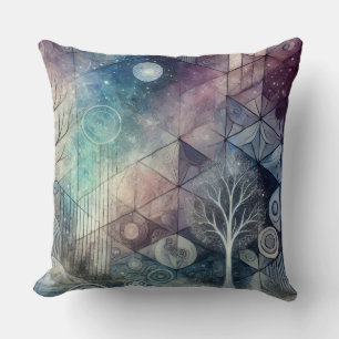 Coussin Ciel nocturne mystique à motifs géométriques & Arb