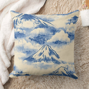 Coussin Ciel rêveur bleu montagnes enneigées motif panoram