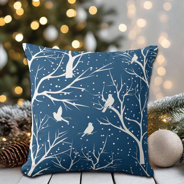 Coussin Ciel vintage Oiseaux blancs Snowflakes (Créateur téléchargé)