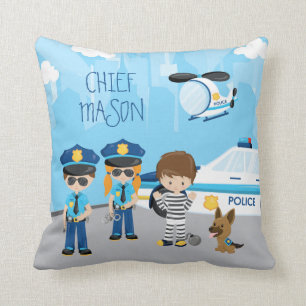 Coussin Cignon petit homme de police avec prénom