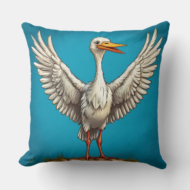 Coussin Cigogne de dessin animé joyeuse (Recto)