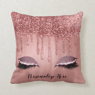 Coussin Cils Drips Rose Gold Glitter Rose Clair qui Dégoul