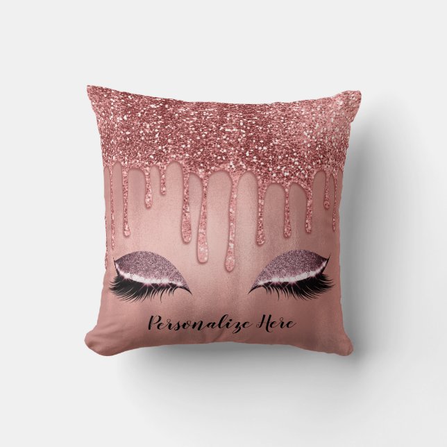 Coussin Cils Rose Gold Glitter Drips (Recto)