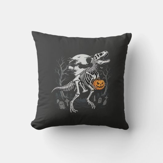 Coussin Cimetière de citrouille d'Halloween de squelette d (Recto)