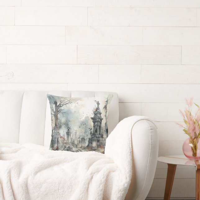 Coussin Cimetière déplaisant et Éffrayant Halloween (Canapé)