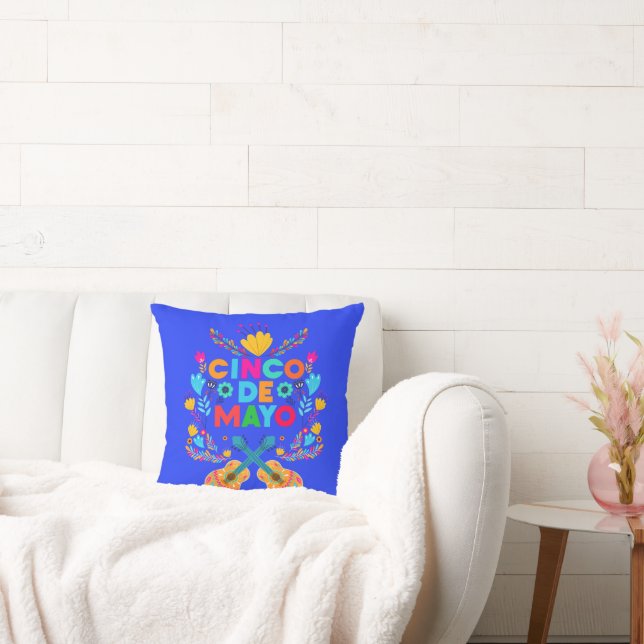 Coussin Cinco De Mayo fleurs et guitares (Canapé)