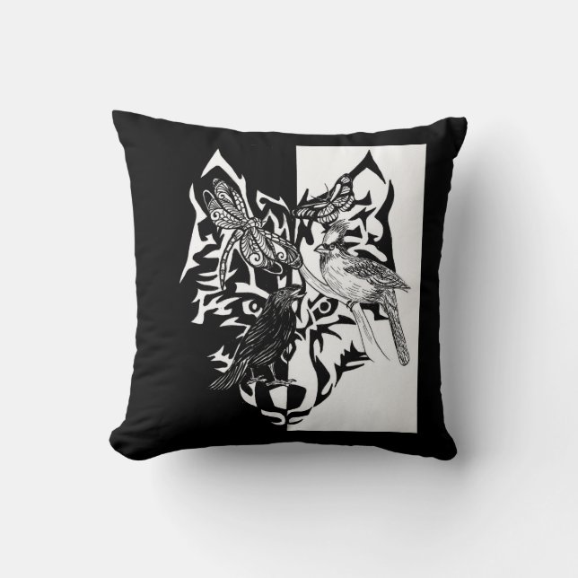 Coussin Cinq guides et empreintes d'animaux (Recto)