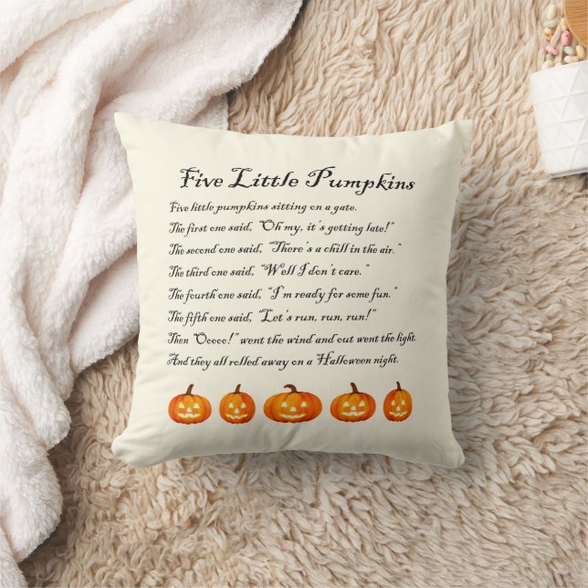 Coussin Cinq petits poèmes d'Halloween Citrouille (Couverture)