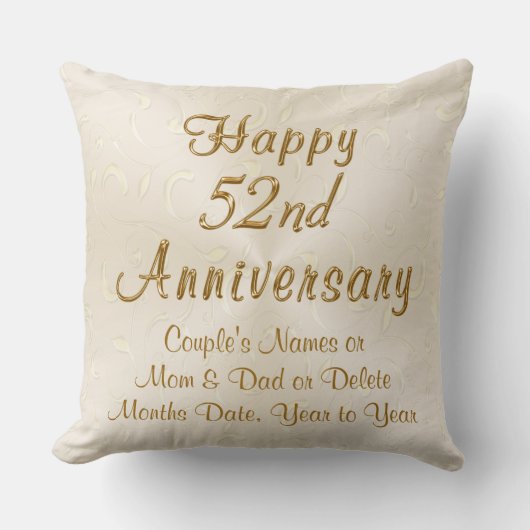 Coussin Cinquante-deuxième cadeaux heureux d'anniversaire, (Recto)
