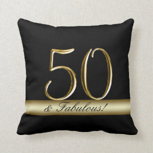 Coussin Cinquantième anniversaire d'or métallique noir