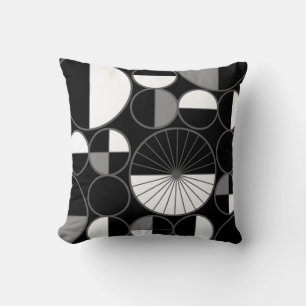 Coussin Circles Halves Black Gray