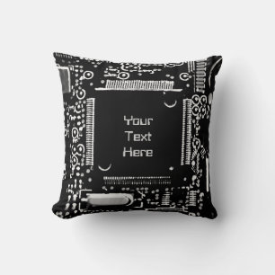 Coussin Circuit B & W 2 "Your Text" lancer carré d'oreille