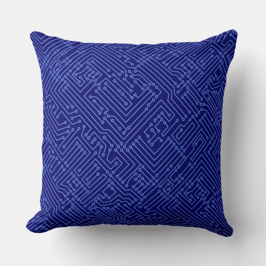 Coussin Circuitrie - Bleu Bébé sur Deep Navy (Recto)