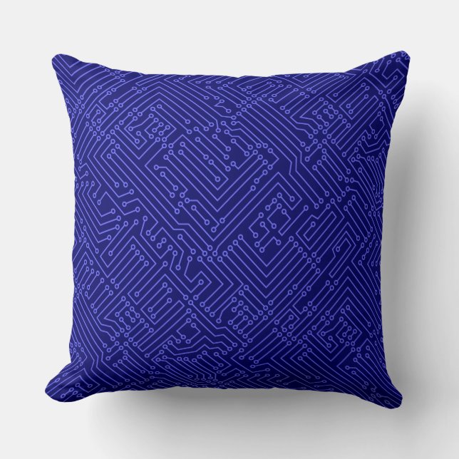 Coussin Circuitrie - Blue électrique sur Deep Navy (Recto)